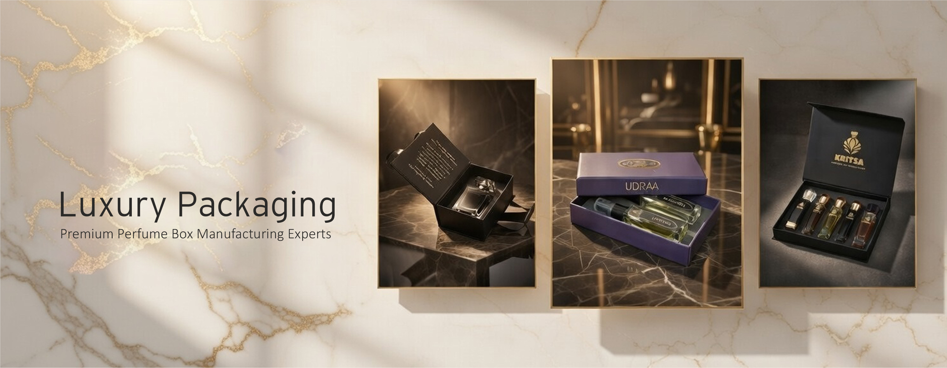 Parbhat Packaging banner on perfume box page